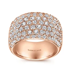 New Gabriel & Co. Wide 14K Rose Gold Pave Diamond Anniversary Band - 1.7 ct