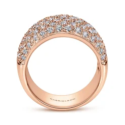 New Gabriel & Co. Wide 14K Rose Gold Pave Diamond Anniversary Band - 1.7 ct