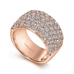 New Gabriel & Co. Wide 14K Rose Gold Pave Diamond Anniversary Band - 1.7 ct