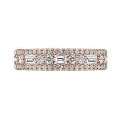 Online Gabriel & Co. Wide 14K Rose Gold Round and Baguette Diamond Anniversary Band - 1.15 ct