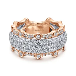 Gabriel & Co. Wide 14K White and Rose Gold Fancy Diamond Anniversary Band - 1.6 ct