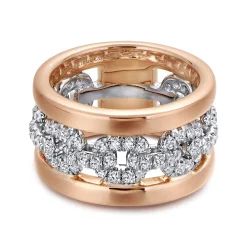 Online Gabriel & Co. Wide 14K White and Rose Gold Fancy Diamond Anniversary Band - 1.1 ct