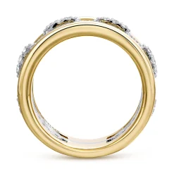 Best Gabriel & Co. Wide 14K White and Yellow Gold Fancy Diamond Anniversary Band - 1.1 ct