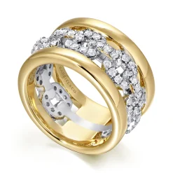 Best Gabriel & Co. Wide 14K White and Yellow Gold Fancy Diamond Anniversary Band - 1.1 ct