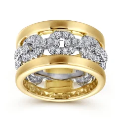 Best Gabriel & Co. Wide 14K White and Yellow Gold Fancy Diamond Anniversary Band - 1.1 ct