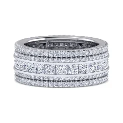 Hot Gabriel & Co. Wide 14K White Gold Channel Set Diamond Anniversary Band with Round and Princess Cut Diamonds - 3.3 ct