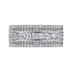 Hot Gabriel & Co. Wide 14K White Gold Channel Set Diamond Anniversary Band with Round and Princess Cut Diamonds - 3.3 ct