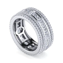 Hot Gabriel & Co. Wide 14K White Gold Channel Set Diamond Anniversary Band with Round and Princess Cut Diamonds - 3.3 ct