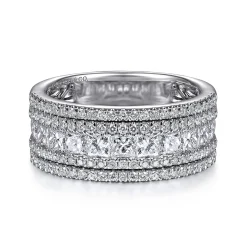 Hot Gabriel & Co. Wide 14K White Gold Channel Set Diamond Anniversary Band with Round and Princess Cut Diamonds - 1.75 ct