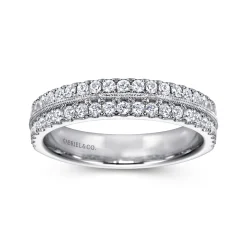 Clearance Gabriel & Co. Wide 14K White Gold Diamond Anniversary Band - 0.55 ct