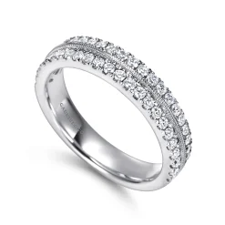 Clearance Gabriel & Co. Wide 14K White Gold Diamond Anniversary Band - 0.55 ct