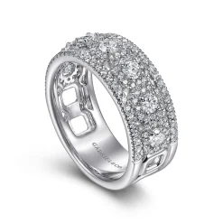 Discount Gabriel & Co. Wide 14K White Gold Diamond Anniversary Band - 1.05 ct