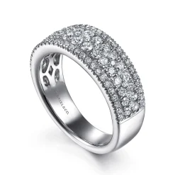 Outlet Gabriel & Co. Wide 14K White Gold Diamond Pave Anniversary Band - 1 ct