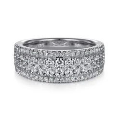 Outlet Gabriel & Co. Wide 14K White Gold Diamond Pave Anniversary Band - 1 ct