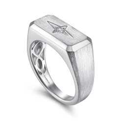 Online Gabriel & Co. Wide 14K White Gold North Star Ring in Satin Finish