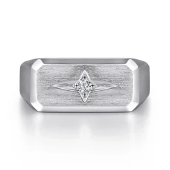 Online Gabriel & Co. Wide 14K White Gold North Star Ring in Satin Finish
