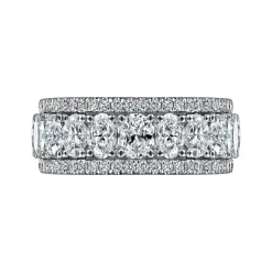 New Gabriel & Co. Wide 14K White Gold Oval and Round Diamond Anniversary Band - 1.8 ct