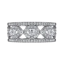 Online Gabriel & Co. Wide 14K White Gold Oval and Round Diamond Anniversary Band - 0.85 ct