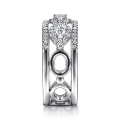 Online Gabriel & Co. Wide 14K White Gold Oval and Round Diamond Anniversary Band - 0.85 ct