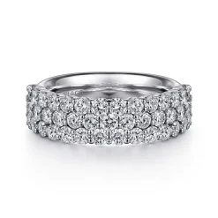 Clearance Gabriel & Co. Wide 14K White Gold Pave Diamond Anniversary Band - 1.65 ct