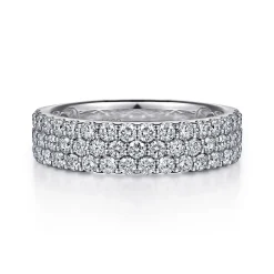 Clearance Gabriel & Co. Wide 14K White Gold Prong Set Diamond Anniversary Band - 1.2 ct