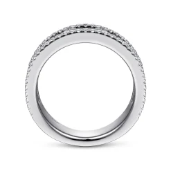 Sale Gabriel & Co. Wide 14K White Gold Round and Baguette Diamond Anniversary Band - 1.65 ct