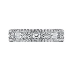 Gabriel & Co. Wide 14K White Gold Round and Baguette Diamond Anniversary Band - 1.35 ct