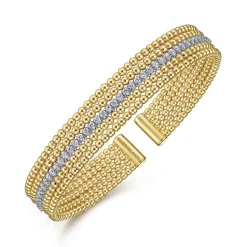 Outlet Gabriel & Co. Wide 14K White-Yellow Gold Bujukan Diamond Cuff Bangle