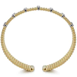 Hot Gabriel & Co. Wide 14K White-Yellow Gold Multi Row Diamond Bujukan Bangle