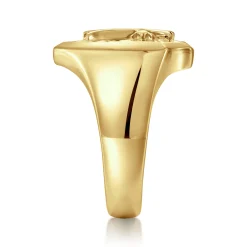 Online Gabriel & Co. Wide 14K Yellow Gold Cross Signet Ring in High Polished Finish