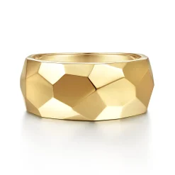 Gabriel & Co. Wide 14K Yellow Gold Faceted Band in High Polished Finish
