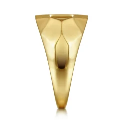 Outlet Gabriel & Co. Wide 14K Yellow Gold Faceted Signet Ring with Black Diamond Pave in High Polished Finish