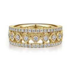 Best Gabriel & Co. Wide 14K Yellow Gold Geometric Diamond Anniversary Band - 0.5 ct
