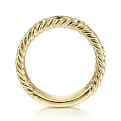 Online Gabriel & Co. Wide 14K Yellow Gold Marquise and Round Station Diamond Anniversary Band with Twisted Rope Frame - 0.25 ct