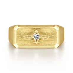 Online Gabriel & Co. Wide 14K Yellow Gold North Star Ring in Satin Finish