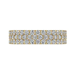 New Gabriel & Co. Wide 14K Yellow Gold Prong Set Diamond Anniversary Band - 1.15 ct