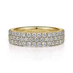 New Gabriel & Co. Wide 14K Yellow Gold Prong Set Diamond Anniversary Band - 1.15 ct