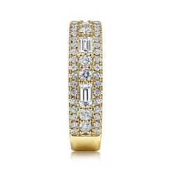 Online Gabriel & Co. Wide 14K Yellow Gold Round and Baguette Diamond Anniversary Band - 1.15 ct