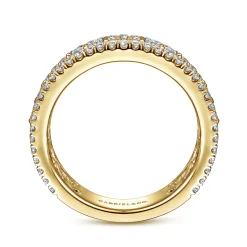 Online Gabriel & Co. Wide 14K Yellow Gold Round and Baguette Diamond Anniversary Band - 1.15 ct