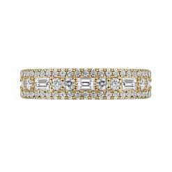 Online Gabriel & Co. Wide 14K Yellow Gold Round and Baguette Diamond Anniversary Band - 1.15 ct