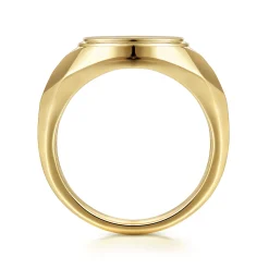 Clearance Gabriel & Co. Wide 14K Yellow Gold Round Signet Ring in High Polished Finish