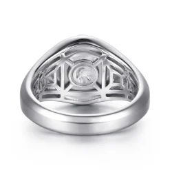 Clearance Gabriel & Co. Wide 925 Sterling Silver and 14K Yellow Gold Skull Signet Ring