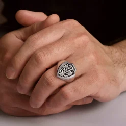 Clearance Gabriel & Co. Wide 925 Sterling Silver Cross Signet Ring in High Polished Finish