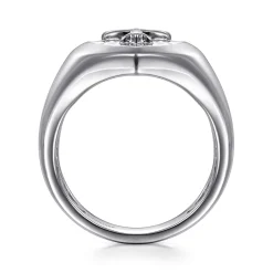 Clearance Gabriel & Co. Wide 925 Sterling Silver Cross Signet Ring in High Polished Finish