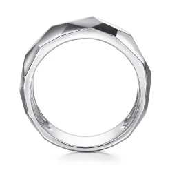 Discount Gabriel & Co. Wide 925 Sterling Silver Faceted Band in High Polished Finish