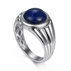 New Gabriel & Co. Wide 925 Sterling Silver Lapis Mens Ring in High Polished Finish