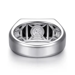 Discount Gabriel & Co. Wide 925 Sterling Silver Signet Ring with Faceted Onyx Stone in High Polish Finish