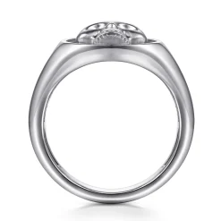 Hot Gabriel & Co. Wide 925 Sterling Silver Skull Signet Ring in Sand Blast Finish