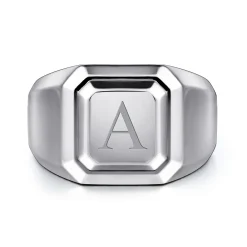 Best Gabriel & Co. Wide 925 Sterling Silver Square Men's Faceted Signet Ring
