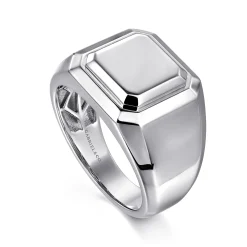 Best Gabriel & Co. Wide 925 Sterling Silver Square Men's Faceted Signet Ring